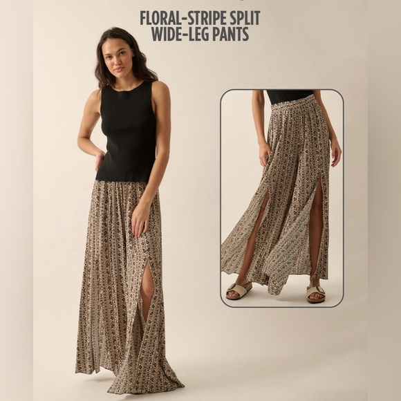 Far & Beyond Floral-Stripe Split Wide-Leg Pant, Beach Pants - Picture 6 of 6
